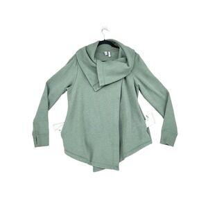 Z by Zella ‎ Cardigan L Shooting Star Drape Cowl Neck Nebula Green Asymmetric